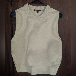 Maje Wool Well Made Cream Sweater Vest High Low Minimalist Size XS
